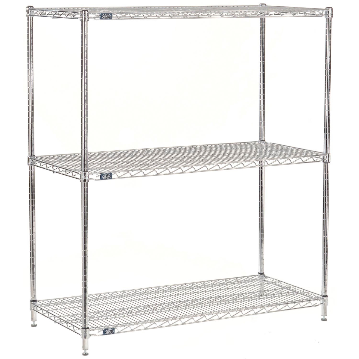 Global Industrial 21725C3 Nexel 3 Shelf Chrome Wire Shelving Unit Starter, Chrome - 72 x 21 x 54 in.