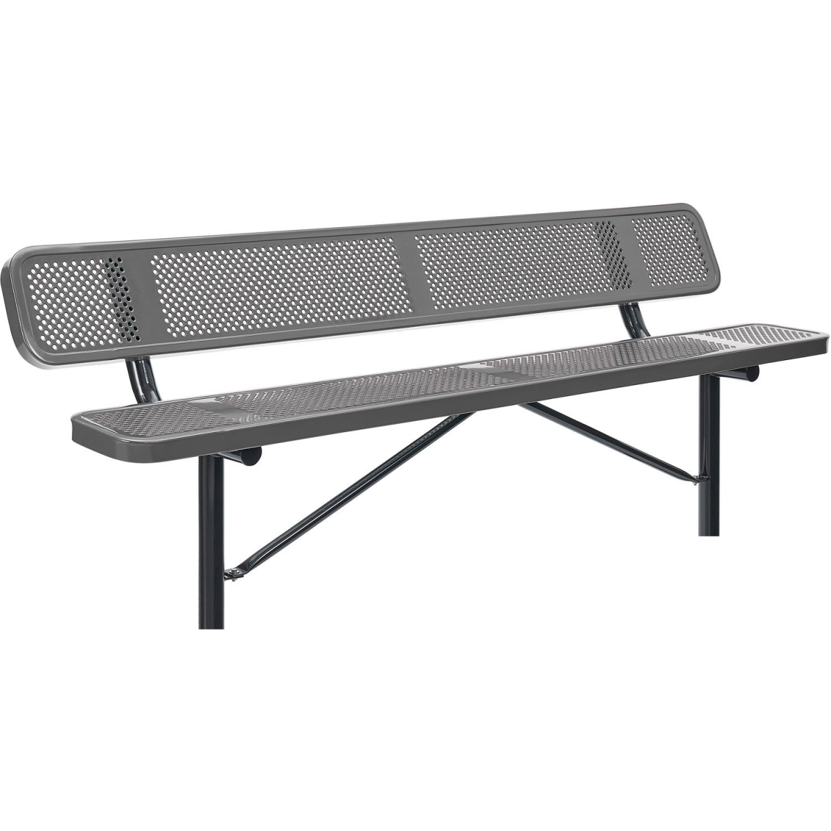 Outdoor Steel Bench - Gray - 8 ft - In Ground Mount - Durable Design