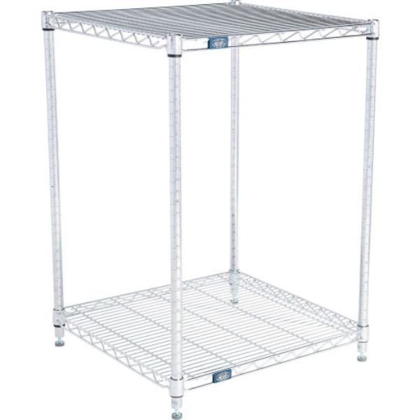 Global Industrial 21243C2 Nexel 2 Shelf Chrome Wire Shelving Unit Starter, Chrome - 24 x 21 x 34 in.
