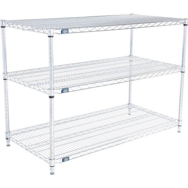 Global Industrial 21483C3 Nexel 3 Shelf Chrome Wire Shelving Unit Starter, Chrome - 48 x 21 x 34 in.