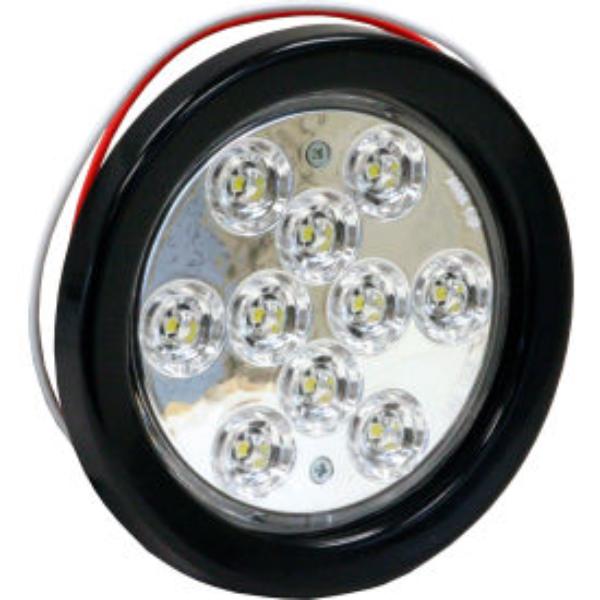 4 Inch Clear Round Backup Light Kit With 10 LEDs (PL-2 Connection, Includes Grommet and Plug)