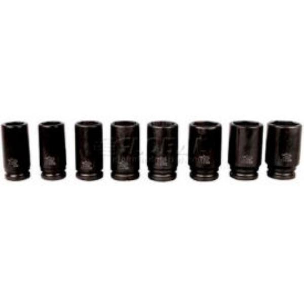 3/4 in Drive Impact Socket Deep Socket, black oxide, SAE, 1-1/8in., 3-1/4in.L, Hex