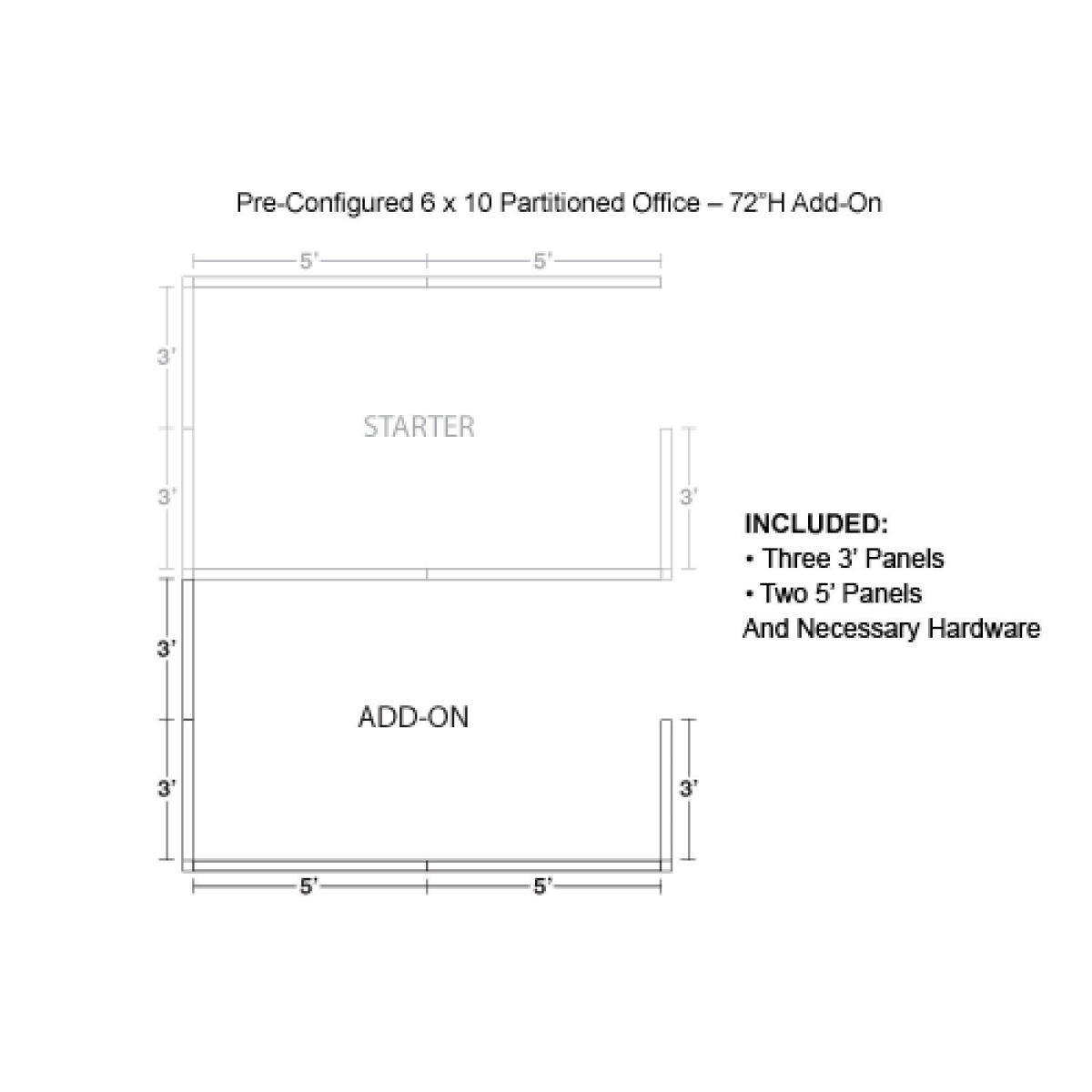 Picture of Global Industrial 1959417 Pre-Configured Office Cubicle - Add-On Kit&#44; Blue - 6 x 10 ft. x 72 in.