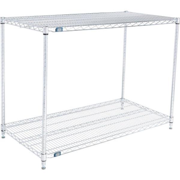 Global Industrial 21483C2 Nexel 2 Shelf Chrome Wire Shelving Unit Starter, Chrome - 48 x 21 x 34 in.