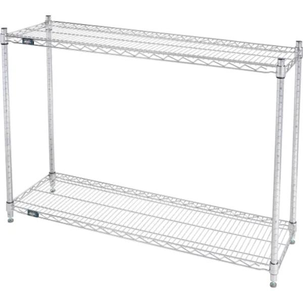 Global Industrial 12483C2 Nexel 2 Shelf Chrome Wire Shelving Unit Starter, Chrome - 48 x 12 x 34 in.