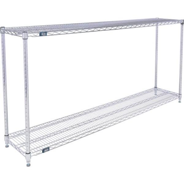 Global Industrial 12723C2 Nexel 2 Shelf Chrome Wire Shelving Unit Starter, Chrome - 72 x 12 x 34 in.