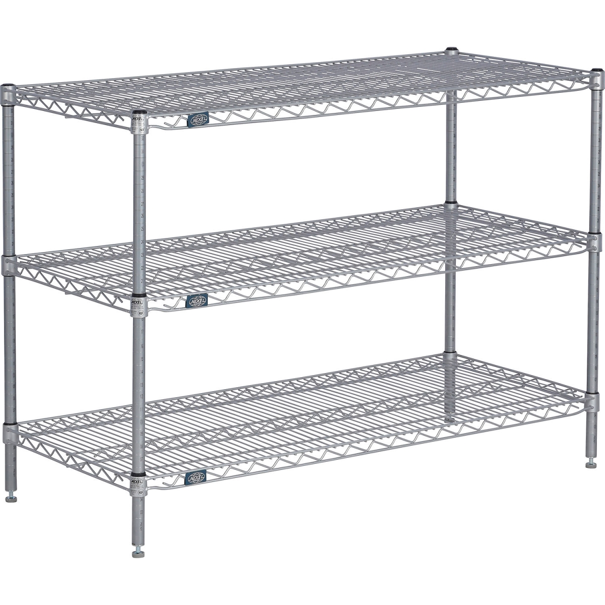 Global Industrial 14243EP3 Nexel 3 Shelf Nexelate Silver Epoxy Wire Shelving Unit Starter, Silver - 24 x 14 x 34 in.