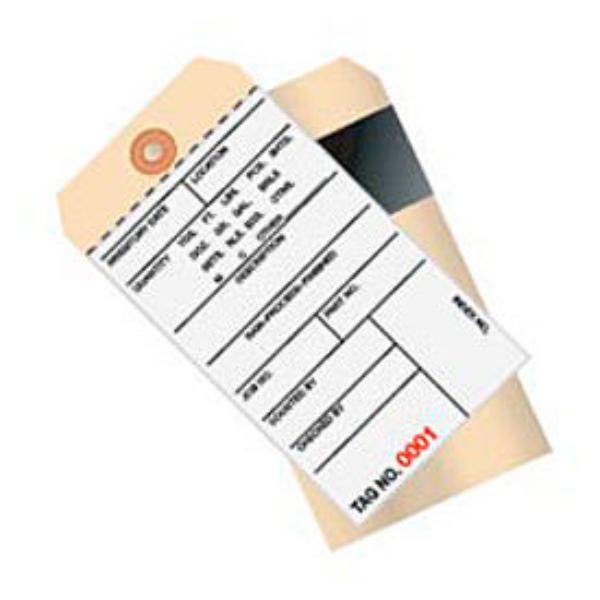 Global Industrial B43291 6.25 x 3.125 in. 2 Part Carbon Inventory Tag 3500-3999 - No. 8 - Tan - Pack of 500