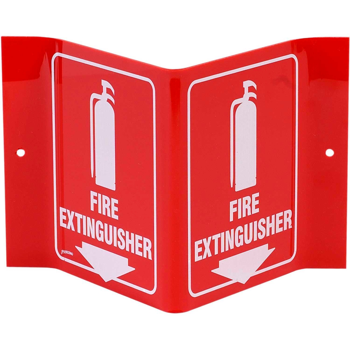 B2249647 V1FE15A Fire Extinguisher V Sign - 2 Sided - Acrylic - 8 x 6 in. - Red