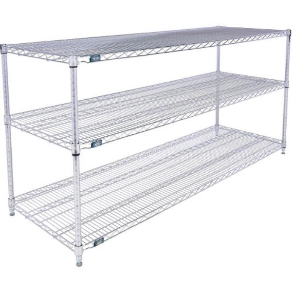 Global Industrial 21723C3 Nexel 3 Shelf Chrome Wire Shelving Unit Starter, Chrome - 72 x 21 x 34 in.