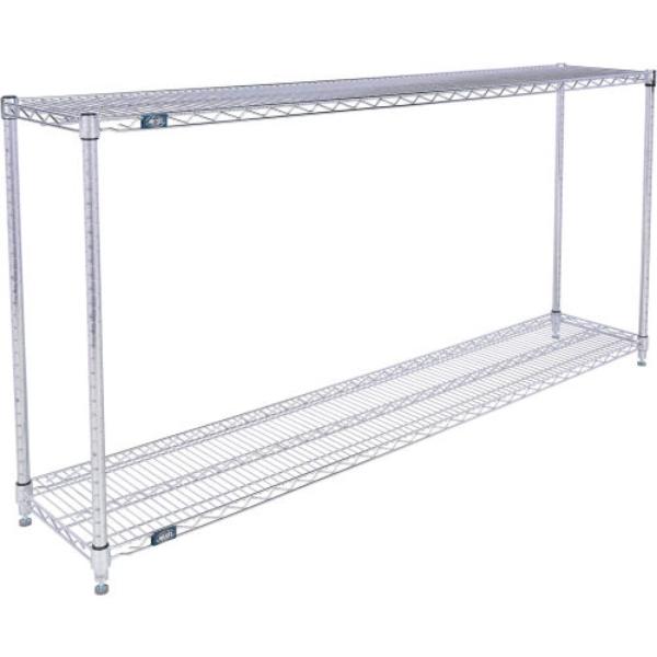 Global Industrial 14723C2 Nexel 2 Shelf Chrome Wire Shelving Unit Starter, Chrome - 72 x 14 x 34 in.