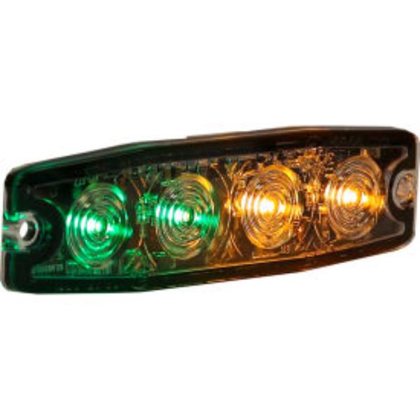 B2263032 4.4 in. Amber & Green Surface Mount Ultra-Thin Strobe Light - 4 LED - 8892250 - Clear