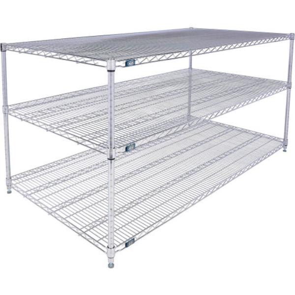 Global Industrial 36723C3 Nexel 3 Shelf Chrome Wire Shelving Unit Starter, Chrome - 72 x 36 x 34 in.