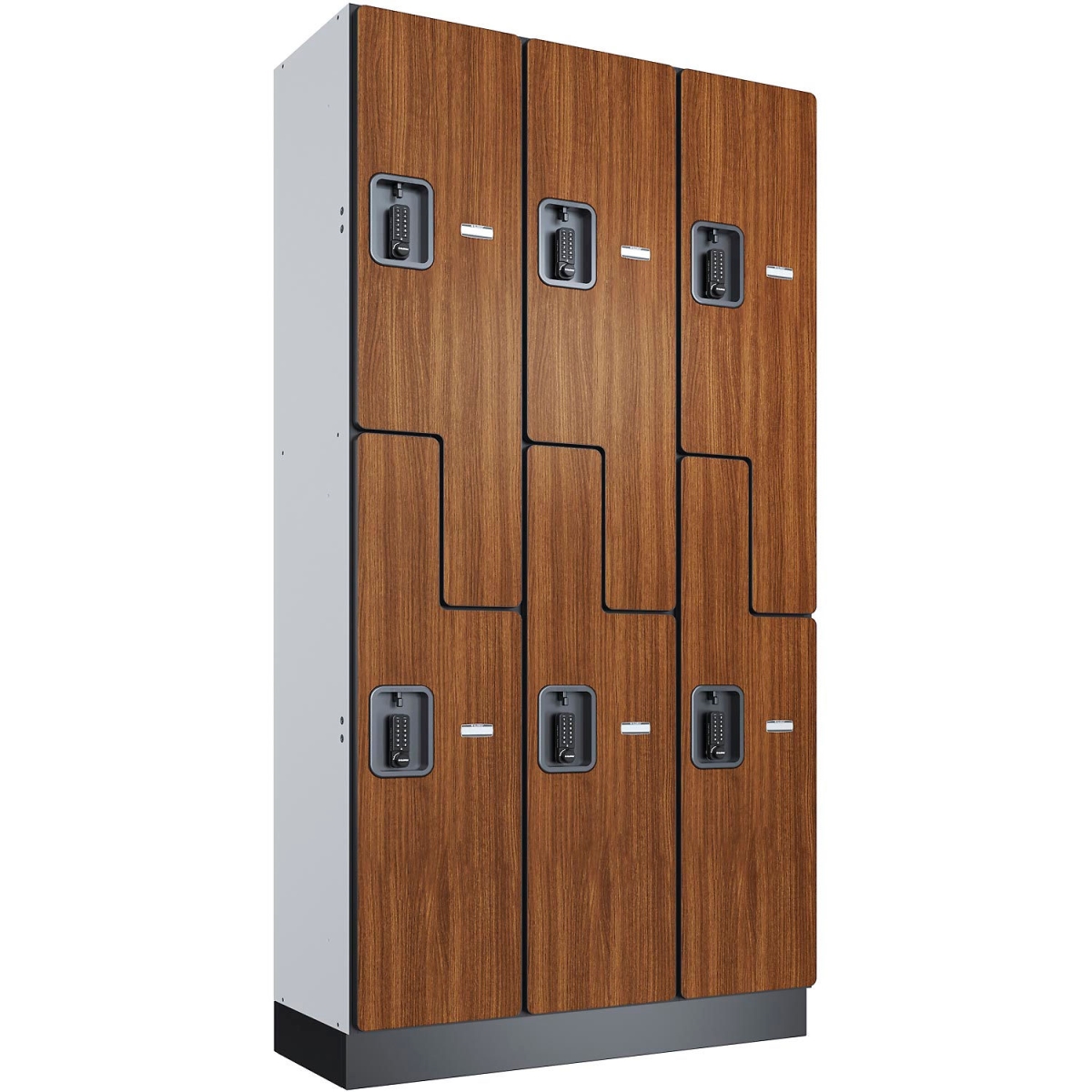 Z-Style 2-Tier Digital Wood Locker - Cherry - 36 x 15 x 72 in. - Assembled - Electronic Lock