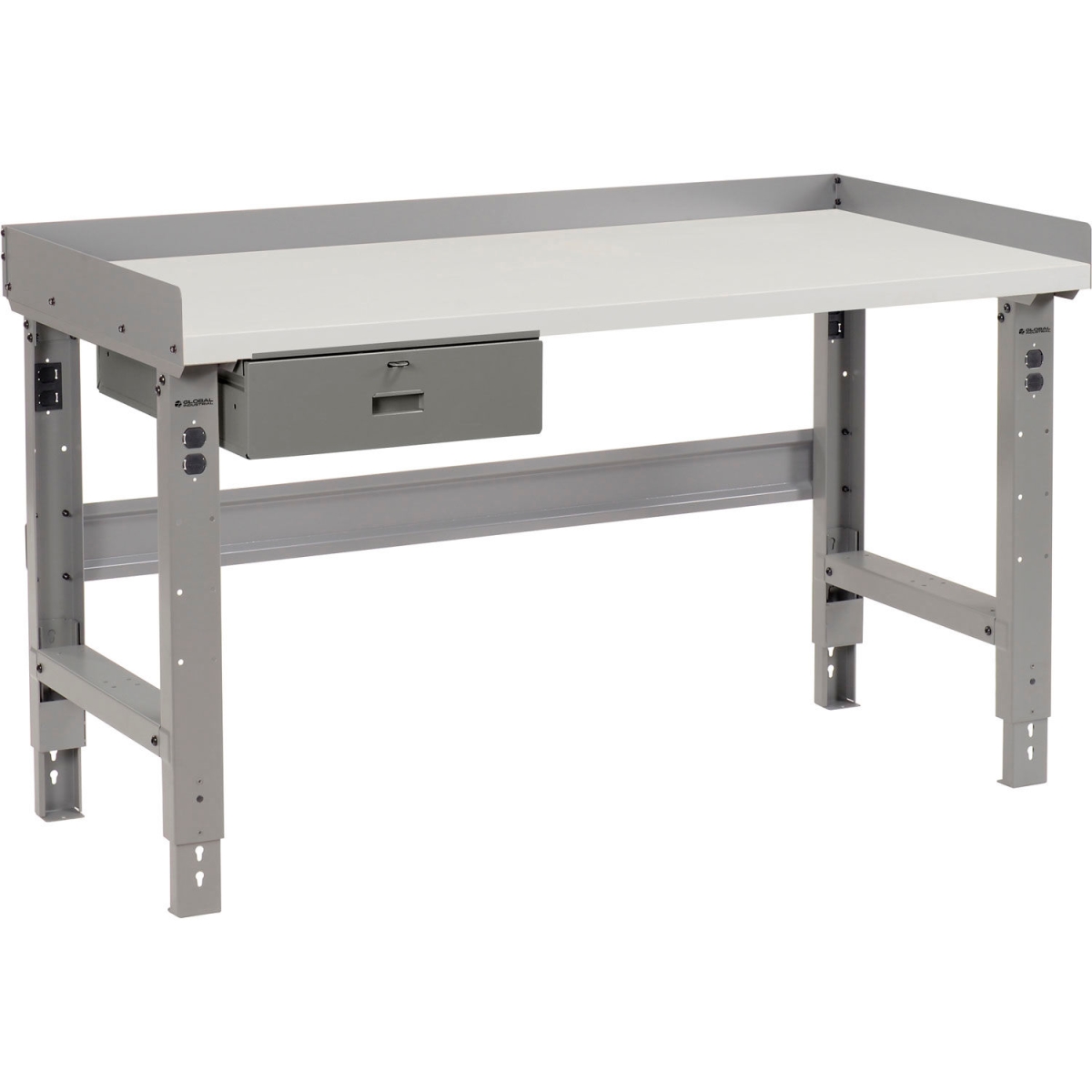 Global Industrial 319079AGY 48 x 36 in. Adjustable Height Workbench with Drawer, Plastic Laminate Square Top - Gray
