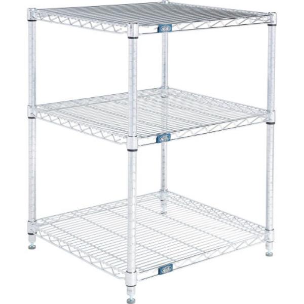 Global Industrial 21243C3 Nexel 3 Shelf Chrome Wire Shelving Unit Starter, Chrome - 24 x 21 x 34 in.