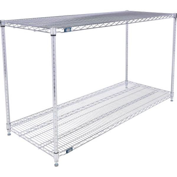 Global Industrial 24603C2 Nexel 2 Shelf Chrome Wire Shelving Unit Starter, Chrome - 60 x 24 x 34 in.