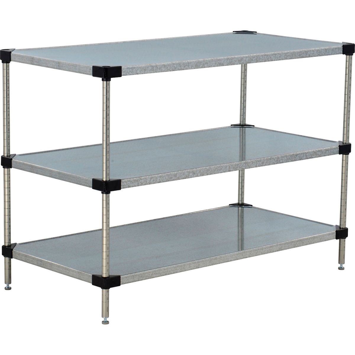 Global Industrial 24725SZ3 Nexel 3 Shelf Galvanized Steel Solid Shelving Unit Starter, Gray - 72 x 24 x 54 in.