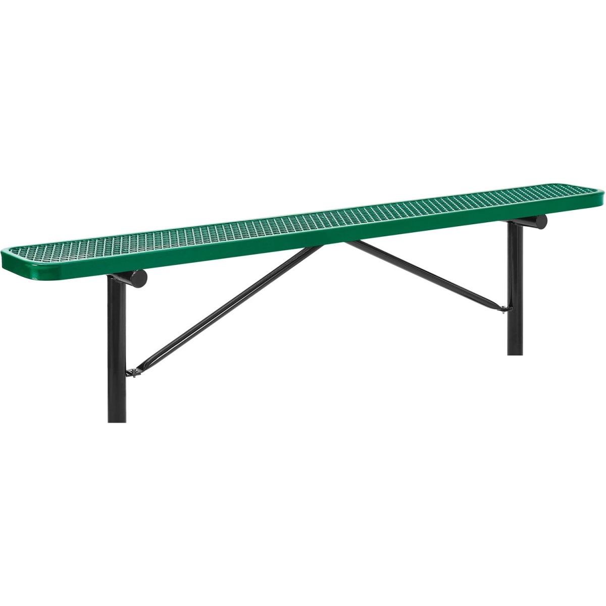 Outdoor Steel Flat Bench - Green - 8 ft - In Ground Mount - Durable Finish