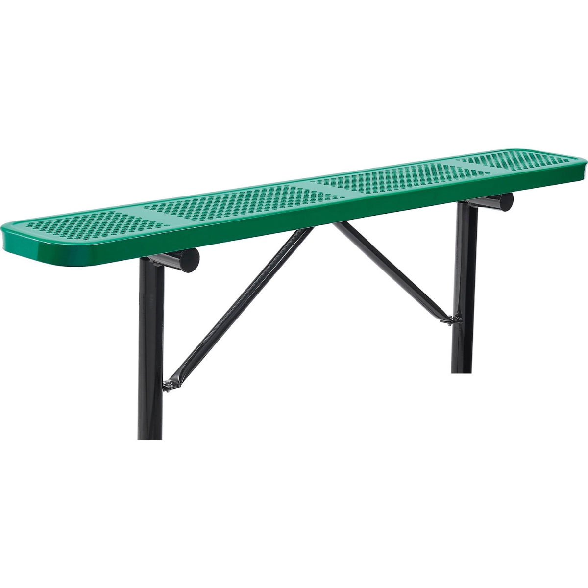 Outdoor Steel Flat Bench - Green - 6 ft. - In Ground Mount - Durable Design