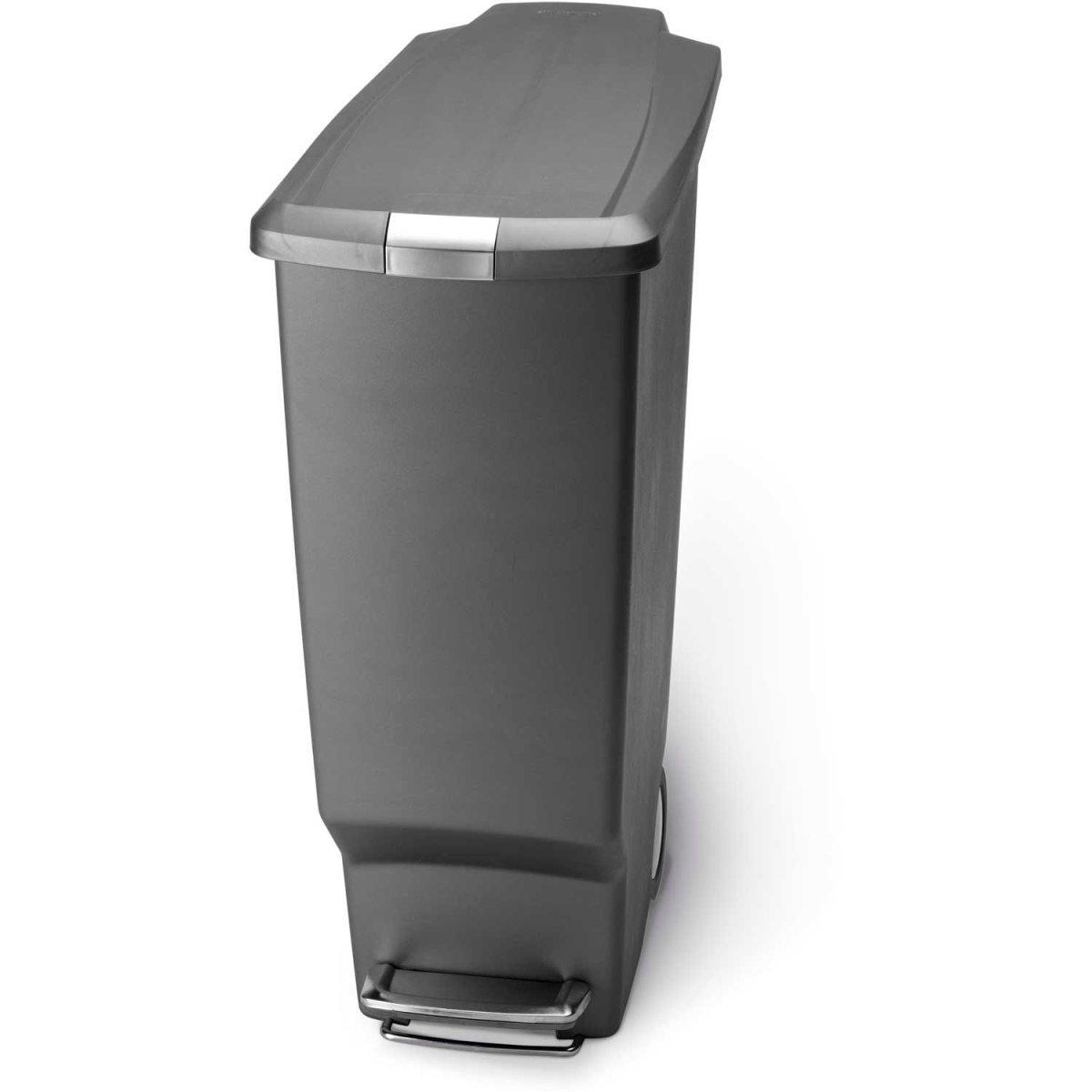 Slim Plastic Step Can - Gray - 10.5 gal - Space-Saving Design