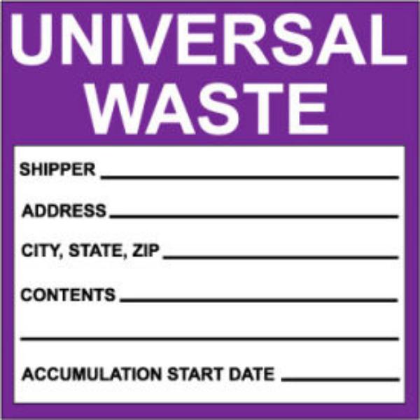 Picture of Accuform Manufacturing B66220 Hazardous Waste Vinyl Labels - Universal Waste