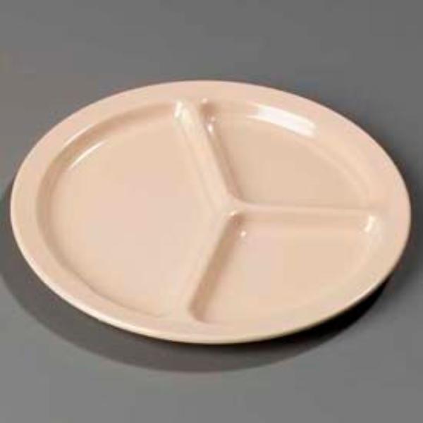 Picture of Carlisle Sanitary Maintenance B625011 KL10225 - King line 3-Compartment Plate - 10.062 x 0.75 in. - Tan