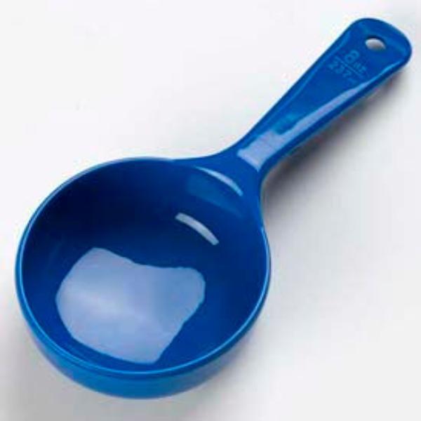 Picture of Carlisle Sanitary Maintenance B637877 8 oz 493114 - Solid Measure Miser Spoon - Short Handle - Blue