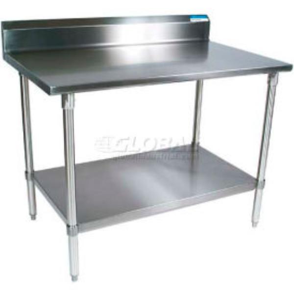 B899534 430 Stainless Steel Table - 48 x 30 in. - Undershelf - 5 in. Backsplash - 18 Gauge - Silver