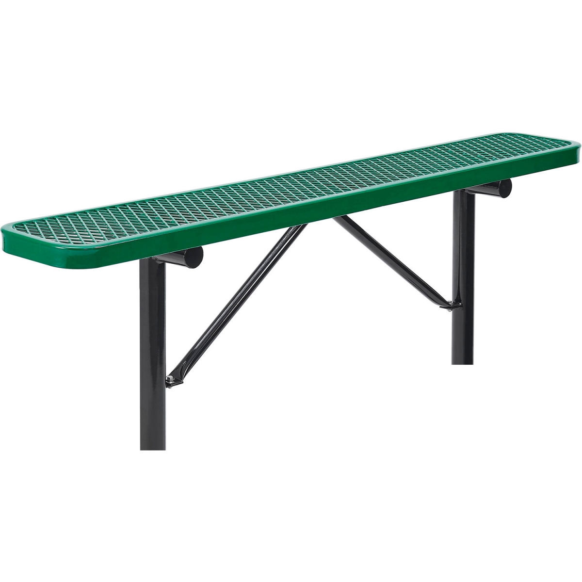 Outdoor Steel Flat Bench - Green - 6 ft - In Ground Mount - Durable Design