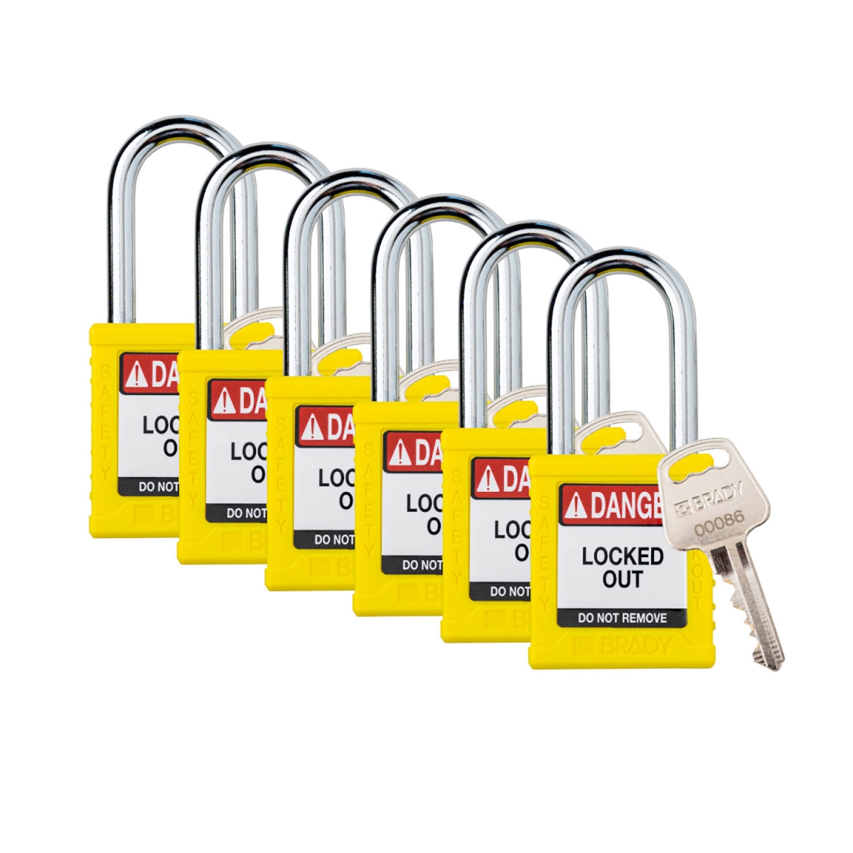 B3113100 Safety Lockout Padlock - Keyed Different - 1.5 in. - Plastic & Steel - Yellow - Pack of 6