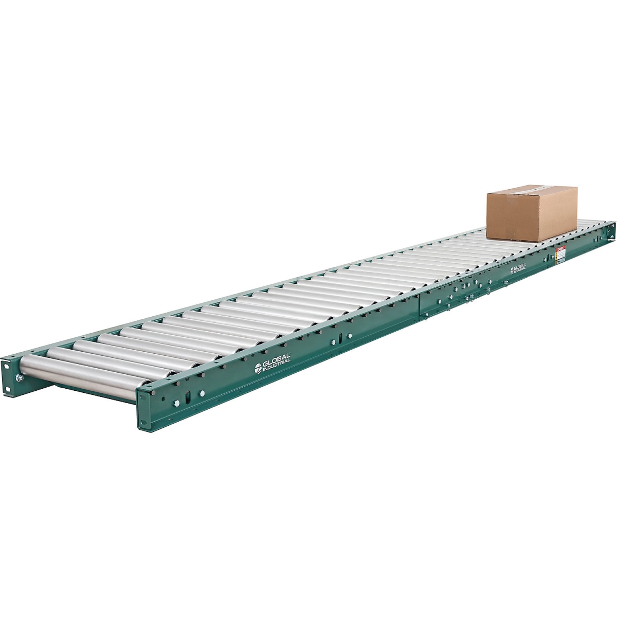 Global Industrial 293202 24 in. Heavy Duty Gravity Roller Conveyor - Green - 10 ft. - 3 in.
