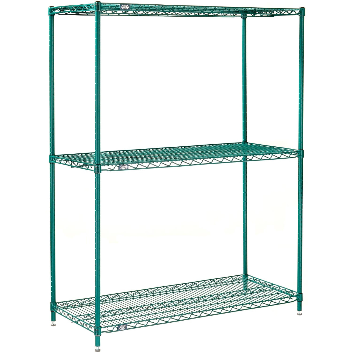 Global Industrial 24485G3 Nexel 3 Shelf Poly-Green Wire Shelving Unit Starter, Green - 48 x 24 x 54 in.