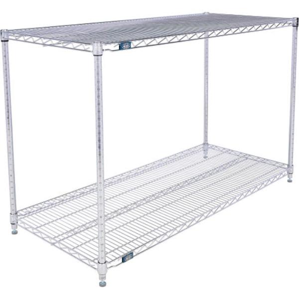 Global Industrial 24543C2 Nexel 2 Shelf Chrome Wire Shelving Unit Starter, Chrome - 54 x 24 x 34 in.