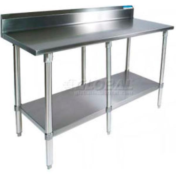 B899547 430 Stainless Steel Table - 96 x 30 in. - Undershelf - 5 in. Backsplash - 18 Gauge - Silver