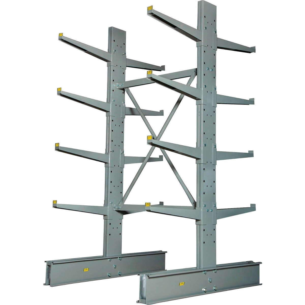 Global Industrial 298909 Double Sided Cantilever Rack Starter - 2 in. Lip - Gray - 72 x 84 x 120 in.