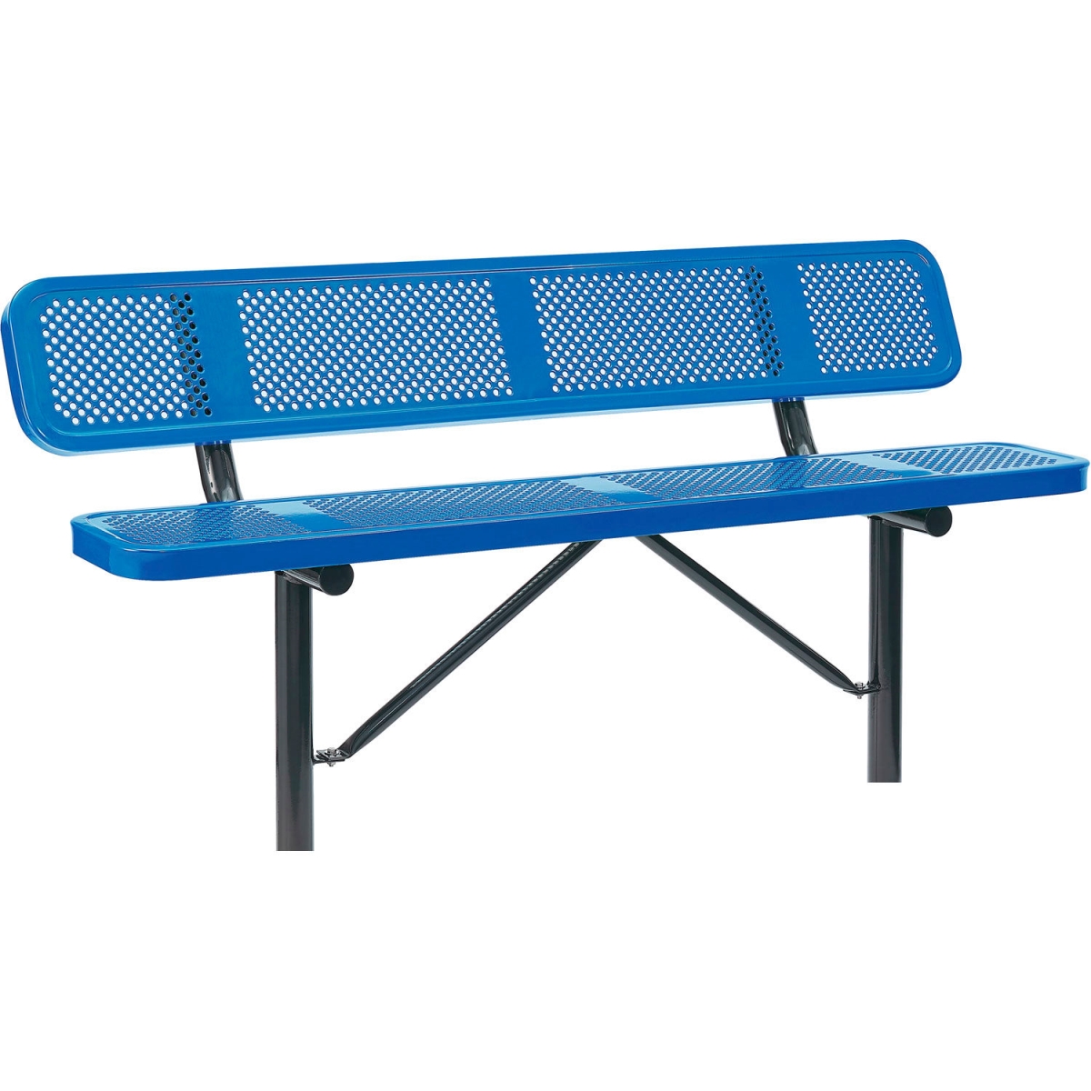 Outdoor Steel Bench - Blue - 6 ft. - In Ground Mount - Durable Design