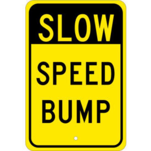 Picture of Accuform Manufacturing B2229859 NMC TM157J Traffic Sign - Slow Speed Bump - Aluminum - 18 x 12 in. - Black & Yellow