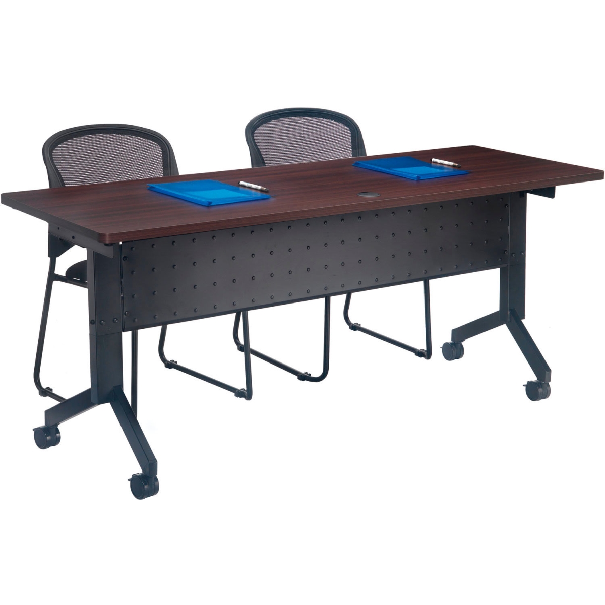 Global Industrial 695125WN Interion Flip-Top Training Table - 72 x 24 in. - Walnut