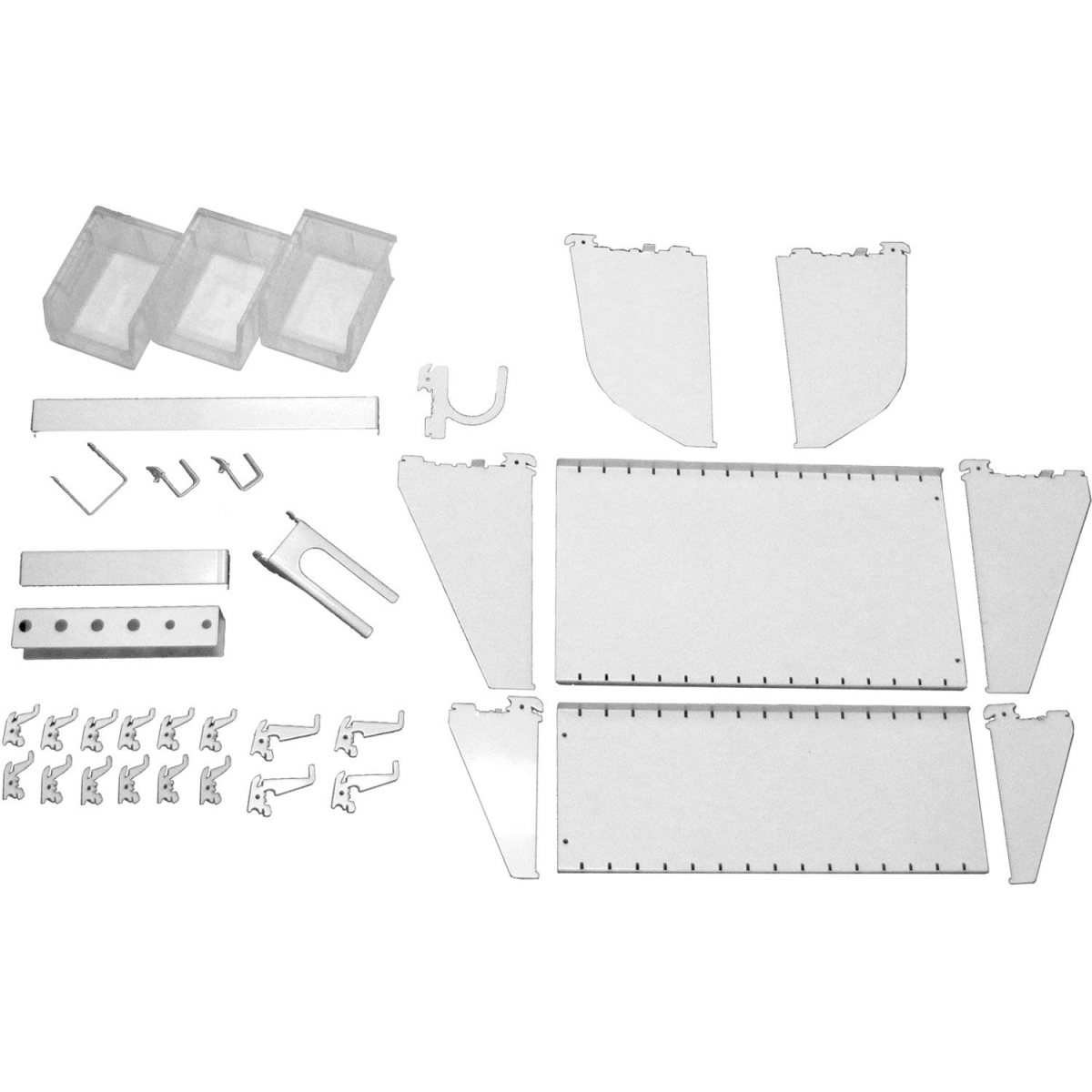 B1296684 Slotted Tool Board Workstation Accessory Kit for Pegboard - White