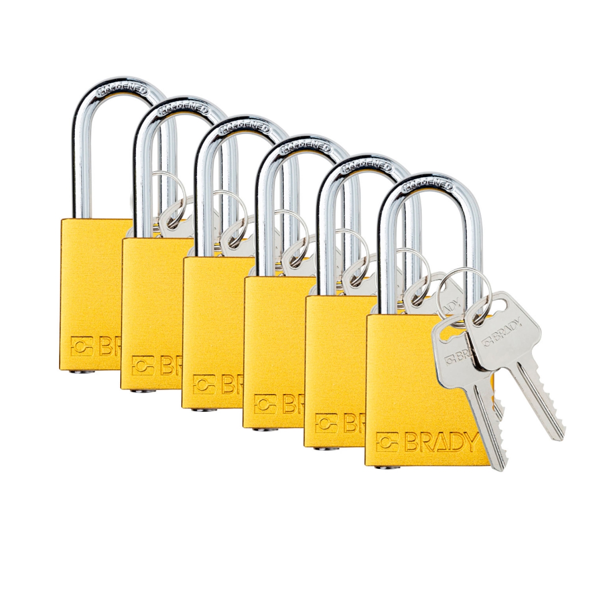 B3113138 1.5 in. Safety Lockout Padlock - Keyed Different - Aluminum & Steel - Yellow - Pack of 6