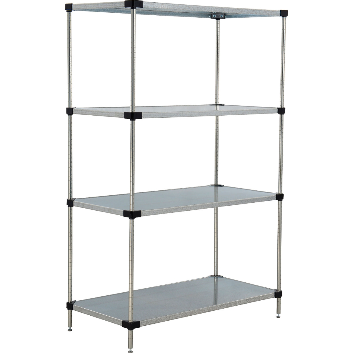 Global Industrial 24725SZ Nexel 4 Shelf Galvanized Steel Solid Shelving Unit Starter, Gray - 72 x 24 x 54 in.