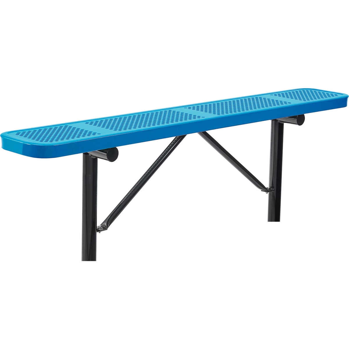 Outdoor Steel Flat Bench - Blue - 6 ft. - In-Ground Mount - Durable Design