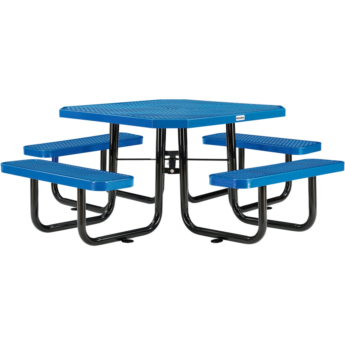 Global Industrial 436982BL 46 in. Octagonal Picnic Table - Expanded Metal - Blue