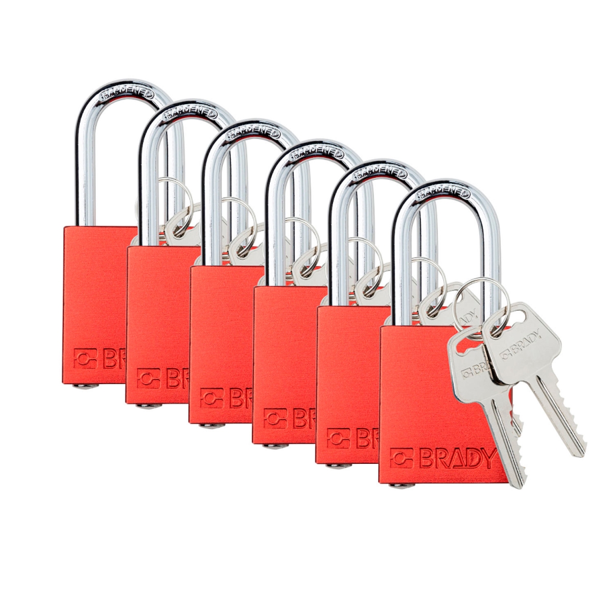 B3113145 1.5 in. Safety Lockout Padlock - Keyed Alike - Aluminum & Steel - Red - Pack of 6