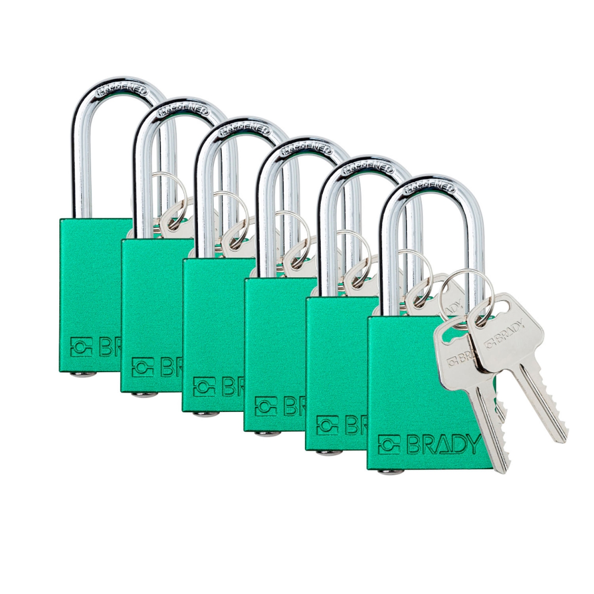 B3113143 1.5 in. Safety Lockout Padlock - Keyed Alike - Aluminum & Steel - Green - Pack of 6