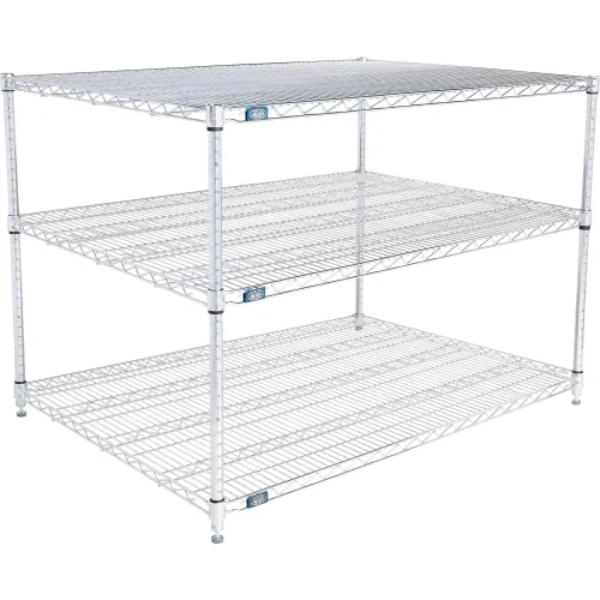 Global Industrial 36483C3 Nexel 3 Shelf Chrome Wire Shelving Unit Starter, Chrome - 48 x 36 x 34 in.