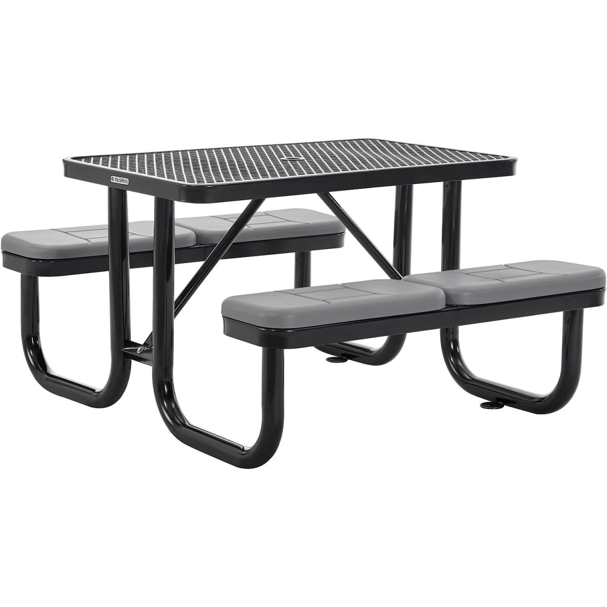 4 ft. Rectangular Picnic Table - Black - Includes Cushions - Weather-Resistant