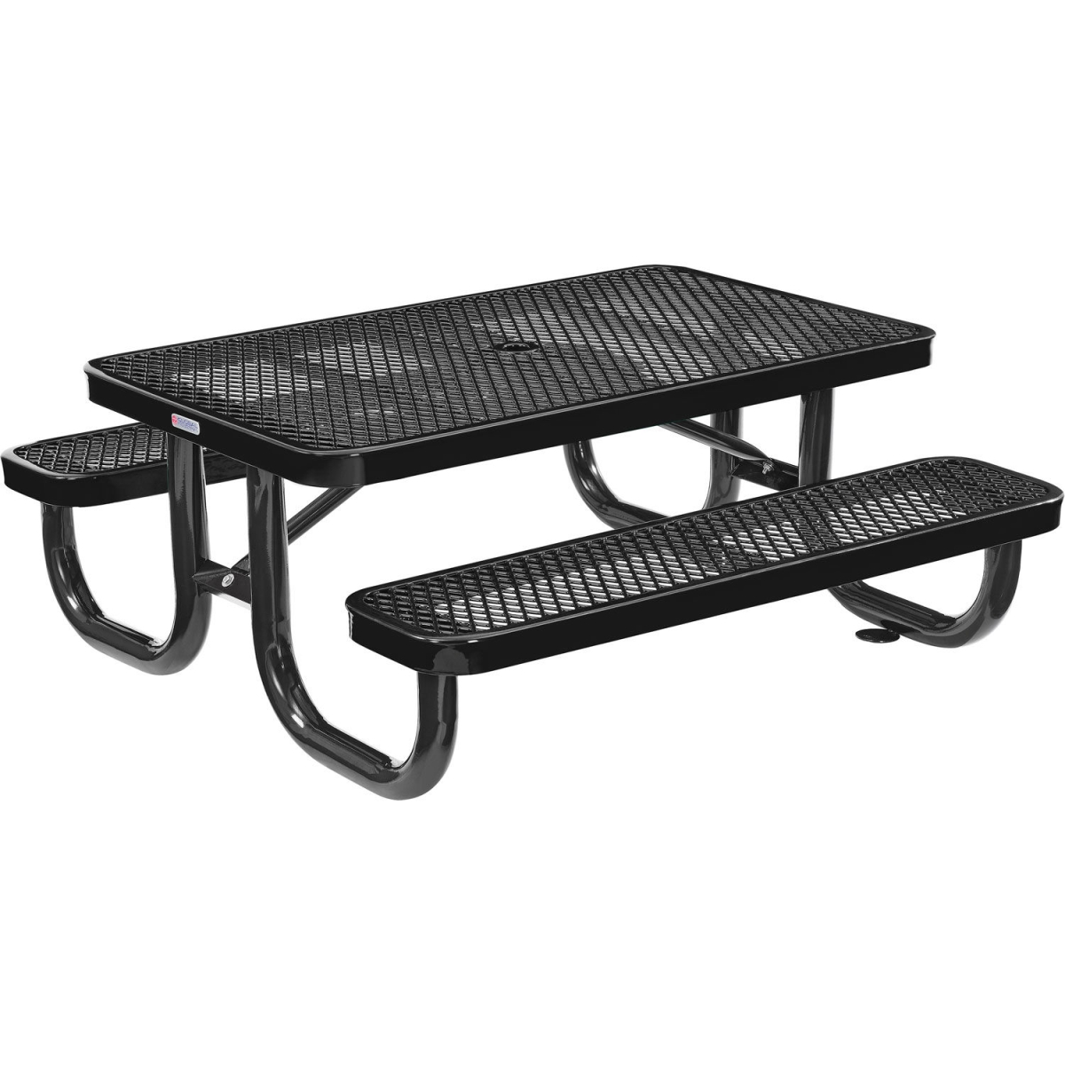 Kids Rectangular Picnic Table - Black - 4 ft - Durable Expanded Metal