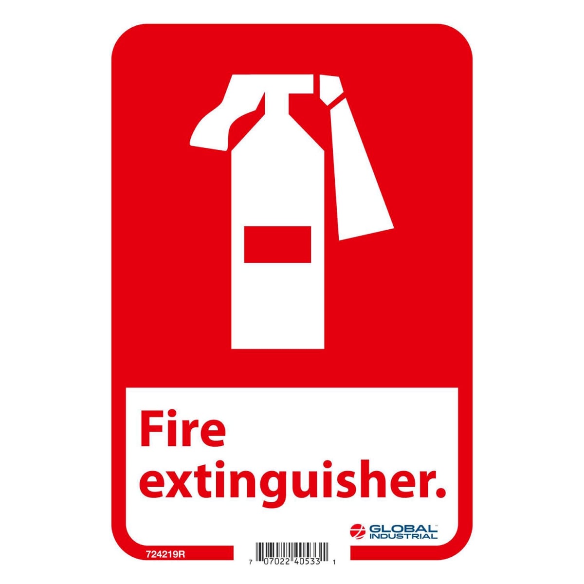 Global Industrial B2332421 Rigid Plastic Fire Extinguisher Sign - 10 x 7 in.